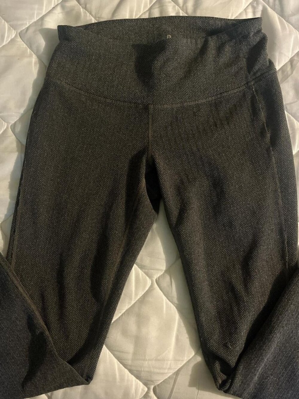 Athleta Black and Gray Herringbone Leggings Size S